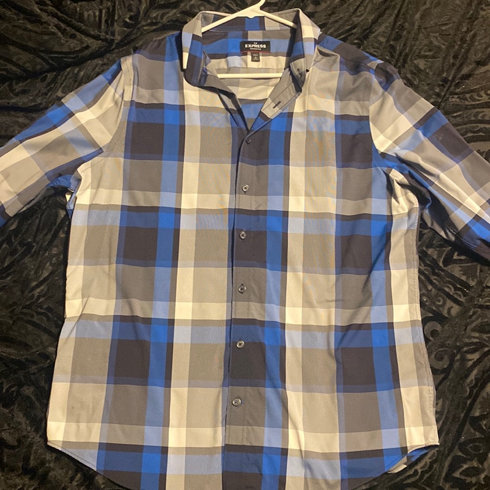 Blue plaid button up